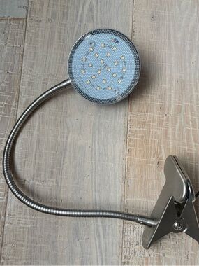 Intertek Flexible Clip-On LED Lamp in Brushed Silver Reading Light Nightlight